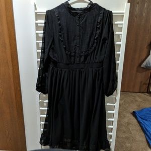 Long Sleeve Black Dress with Lace Details